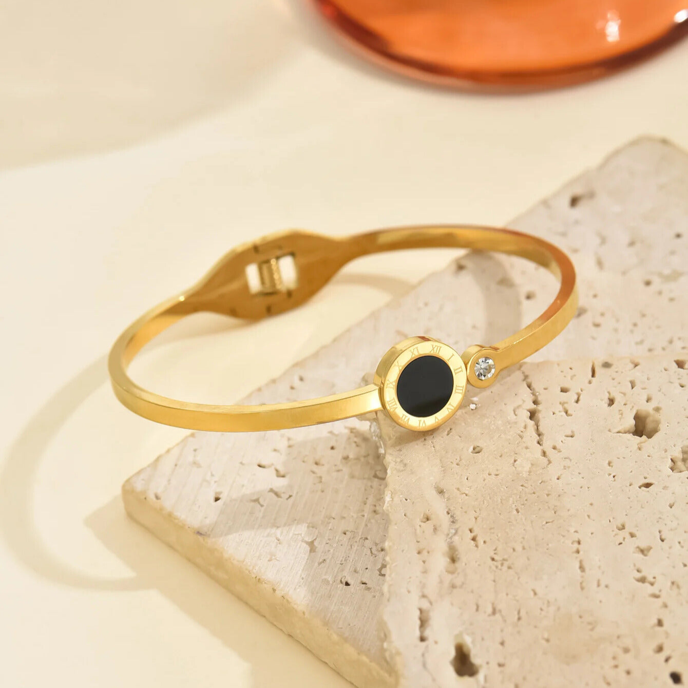 Classic Roman Numeral Bangle – Adjustable Stainless Steel - My Store