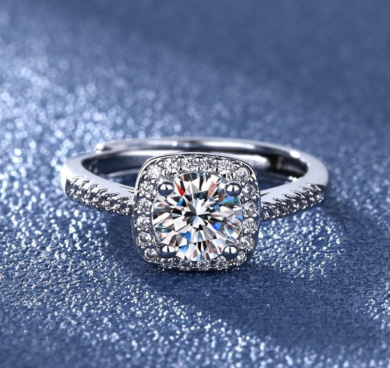 Eternity & Name Ring Set – Sterling Silver Moissanite Engagement & Wedding Bands - My Store