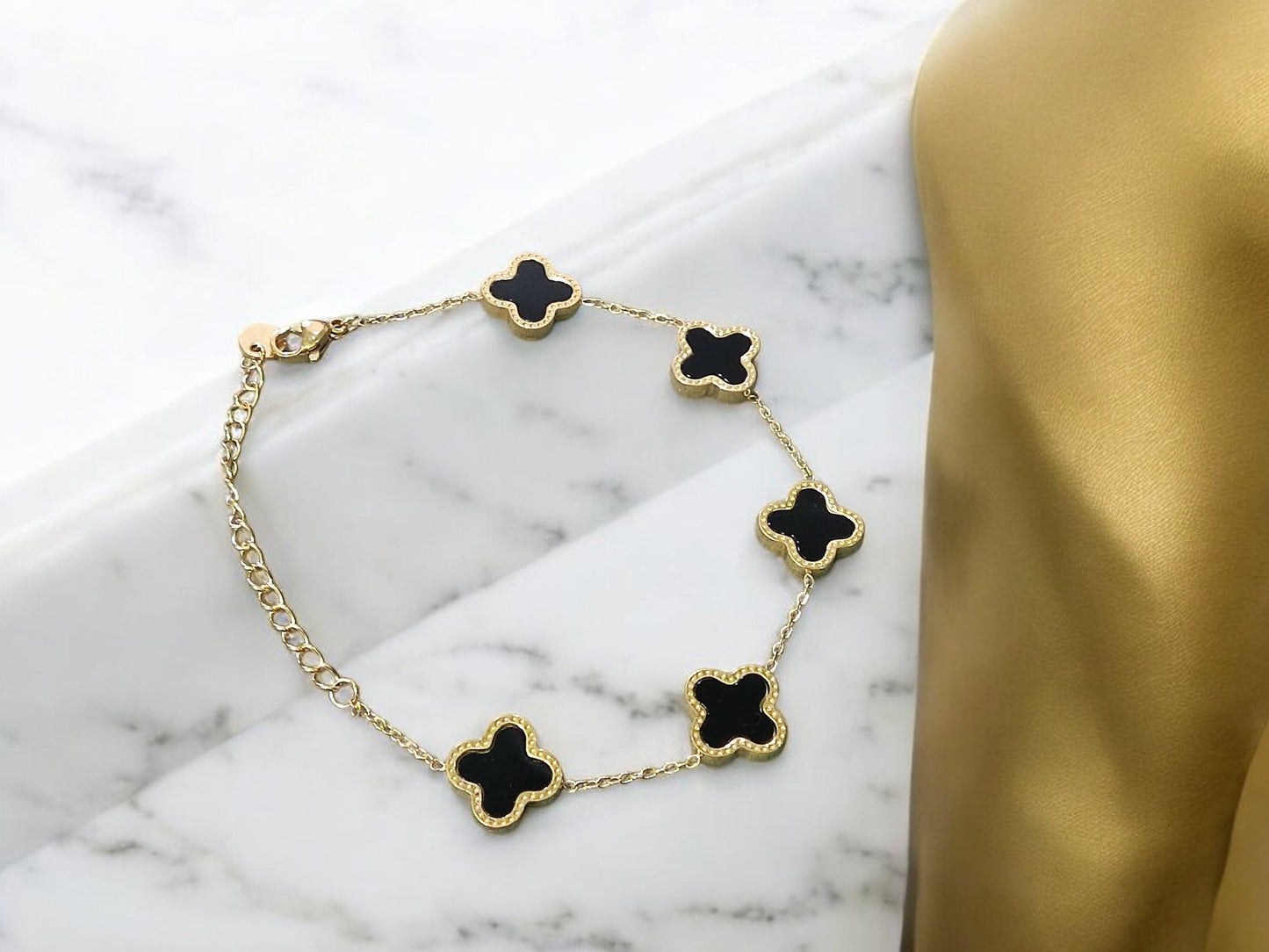 Black Luxe Clover Bracelet – Penta Clover Charm in Sleek Black Design - My Store