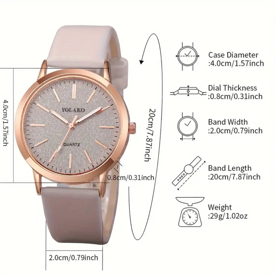 Women's 6pcs quartz watch + jewelry set.