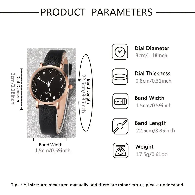 6pcs Women's Casual Digital Quartz Watch Set.