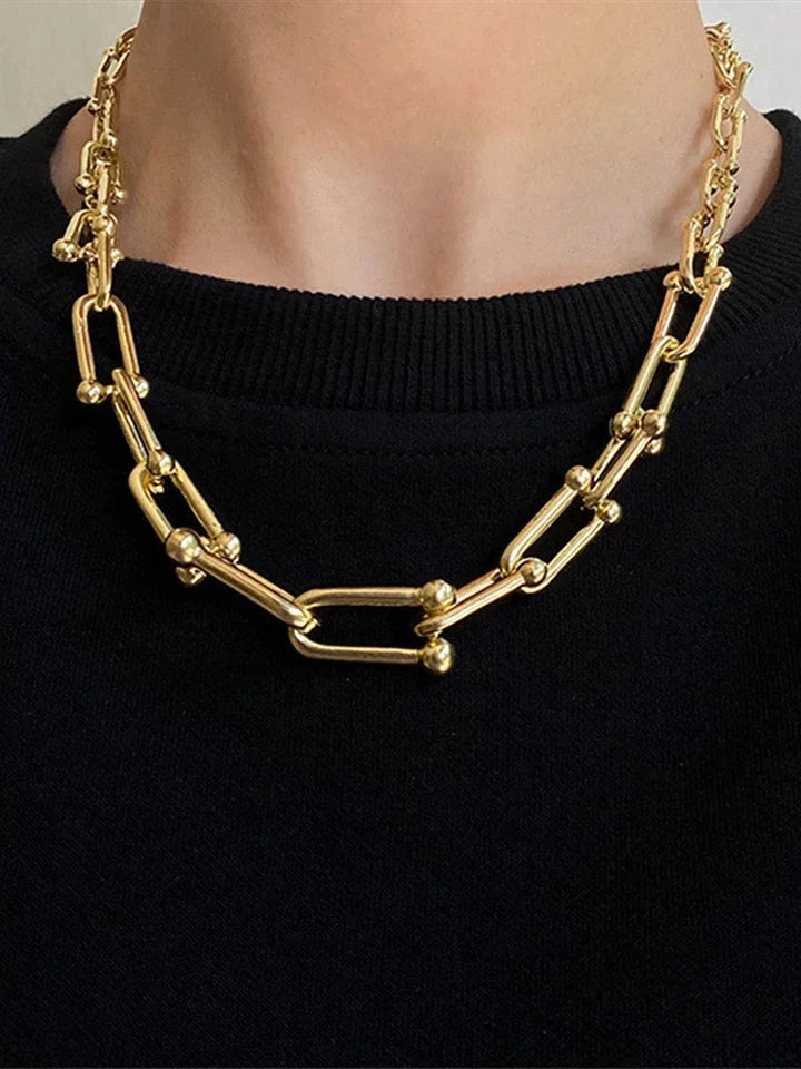 Elegant U-Shaped Golden Plated Necklace – Casual & Party Wear - My Store