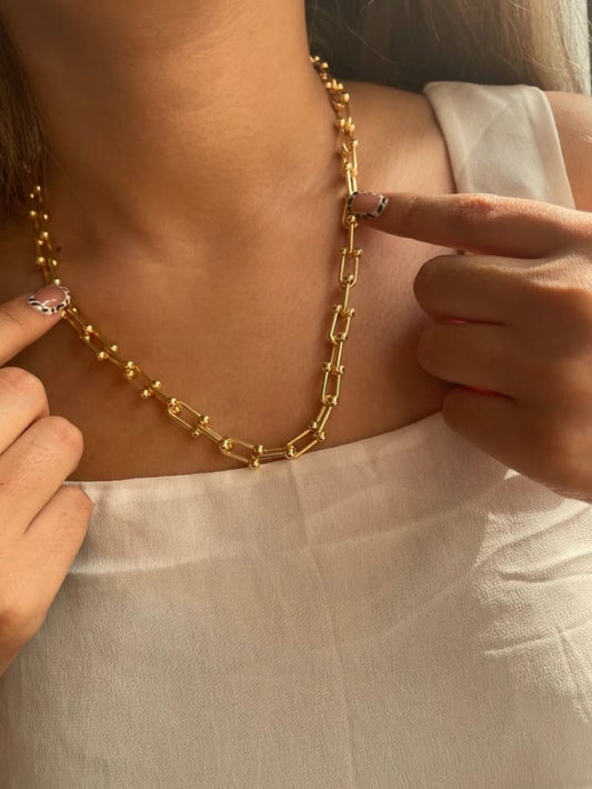 Elegant U-Shaped Golden Plated Necklace – Casual & Party Wear - My Store