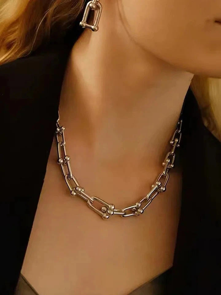 Elegant U-Shaped Golden Plated Necklace – Casual & Party Wear - My Store