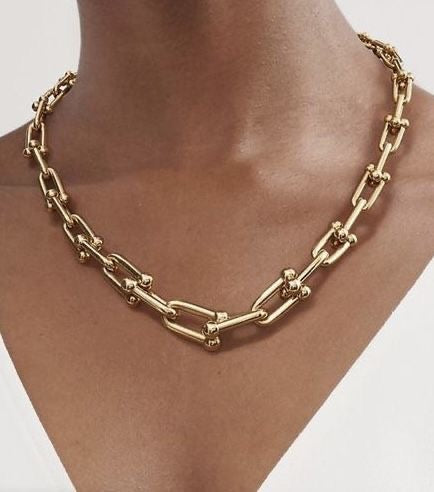 Elegant U-Shaped Golden Plated Necklace – Casual & Party Wear - My Store