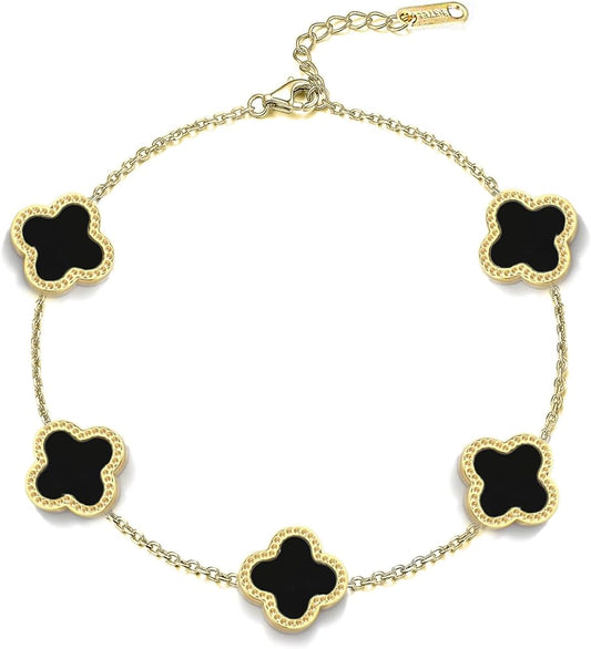 Black Luxe Clover Bracelet – Penta Clover Charm in Sleek Black Design - My Store