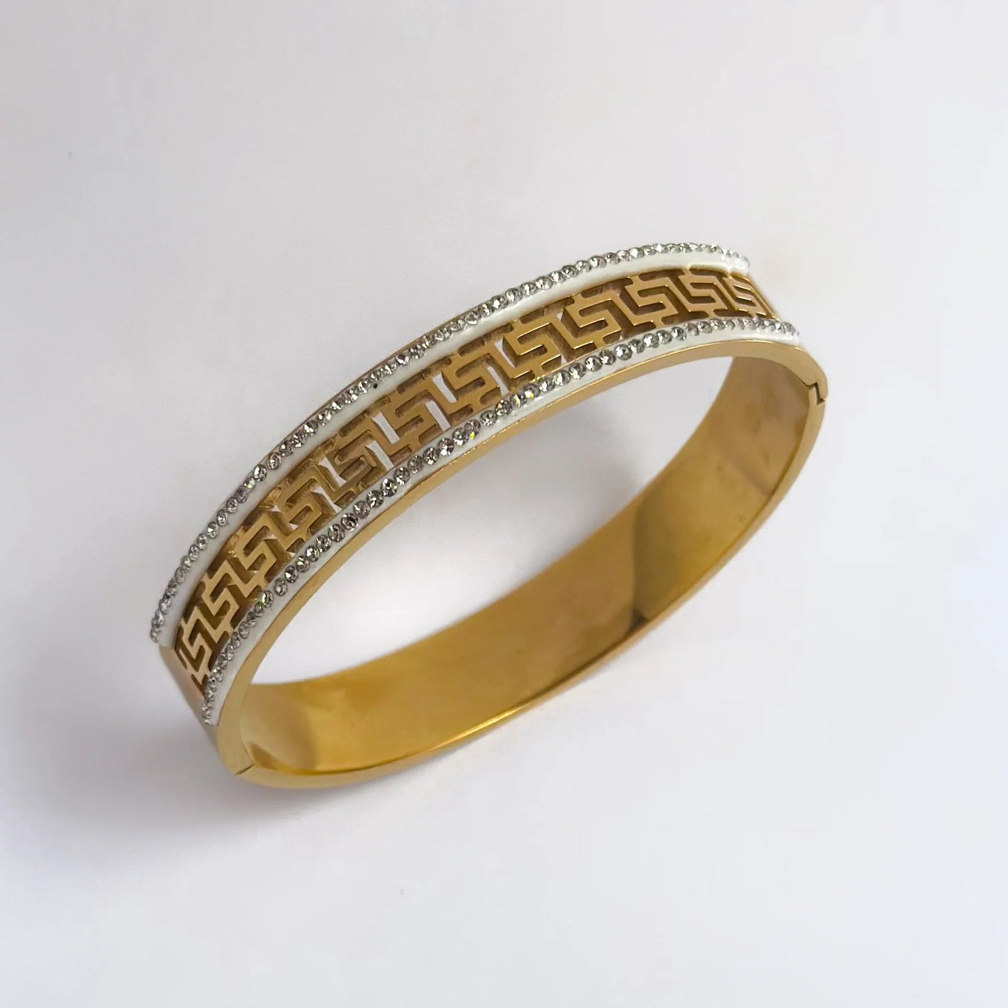 Greek Premium Stone Bangle – Elegant Gold Bangle with Crystals - My Store
