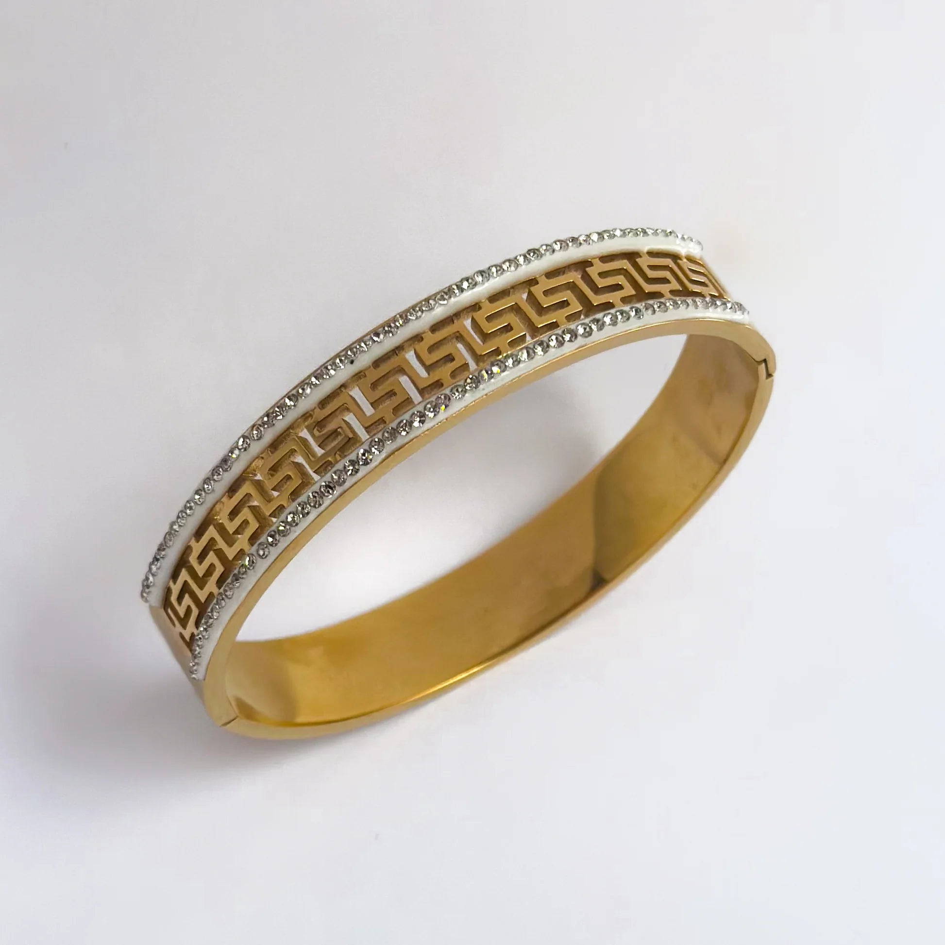 Greek Premium Stone Bangle – Elegant Gold Bangle with Crystals - My Store