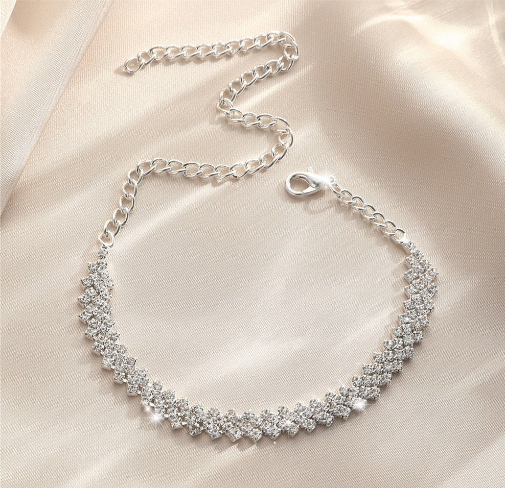 Sparkling CZ Chain Anklet for Women - My Store