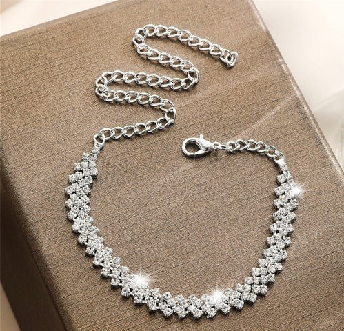Sparkling CZ Chain Anklet for Women - My Store