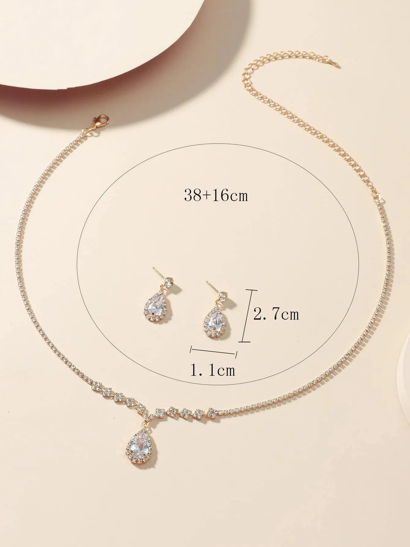 Wedding Season Women's Fashion Droplet Necklace and Earring Set Banquet Party Accessories