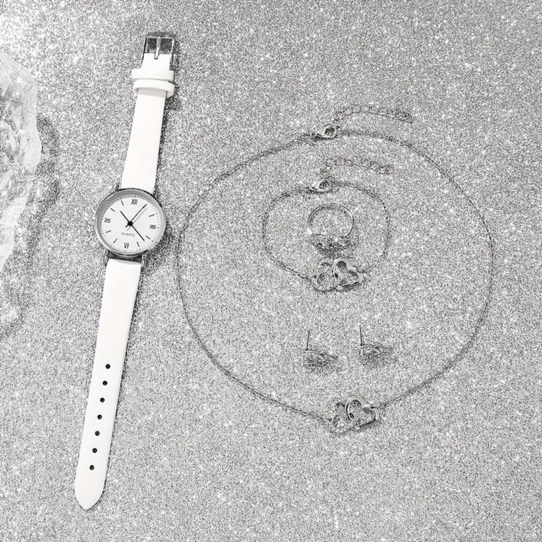 Women'S 6pcs Quartz Watch Set.