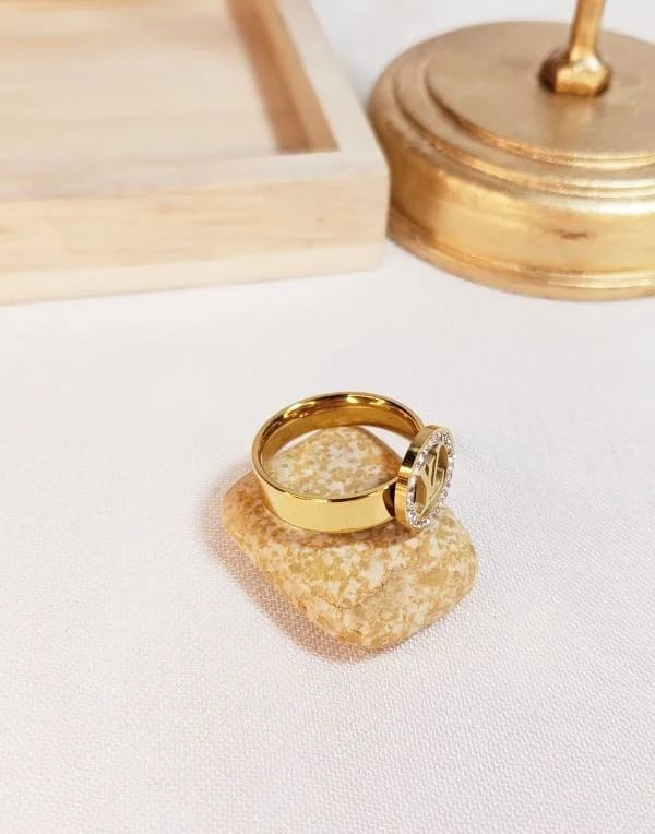 Luxury-Inspired Stone Ring – Stainless Steel Finish - My Store