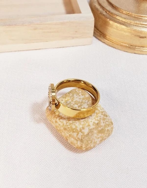 Luxury-Inspired Stone Ring – Stainless Steel Finish - My Store