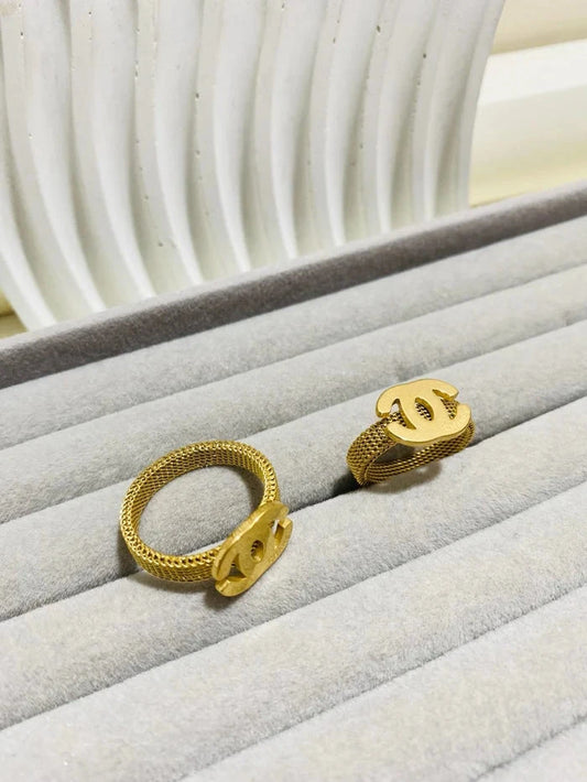 Chanel Style Ring – Classic Luxury Band with Iconic Detail - My Store