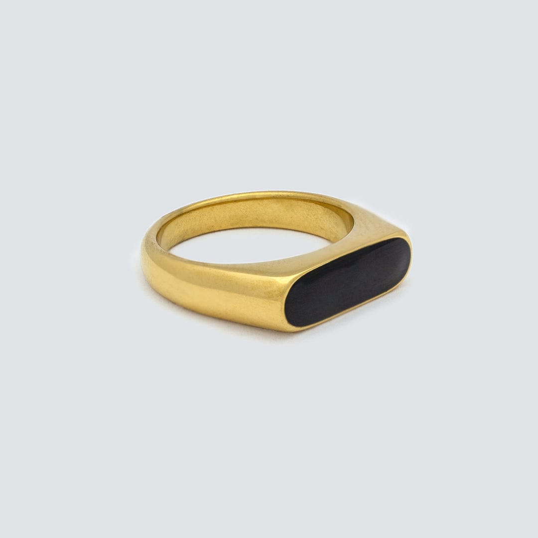 Classic Gold Ring with Black Stone Accent - My Store