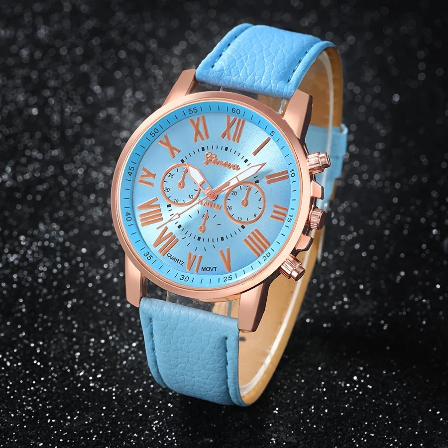 1pc Women's Fashion Quartz Watch + 5pcs Jewelry.