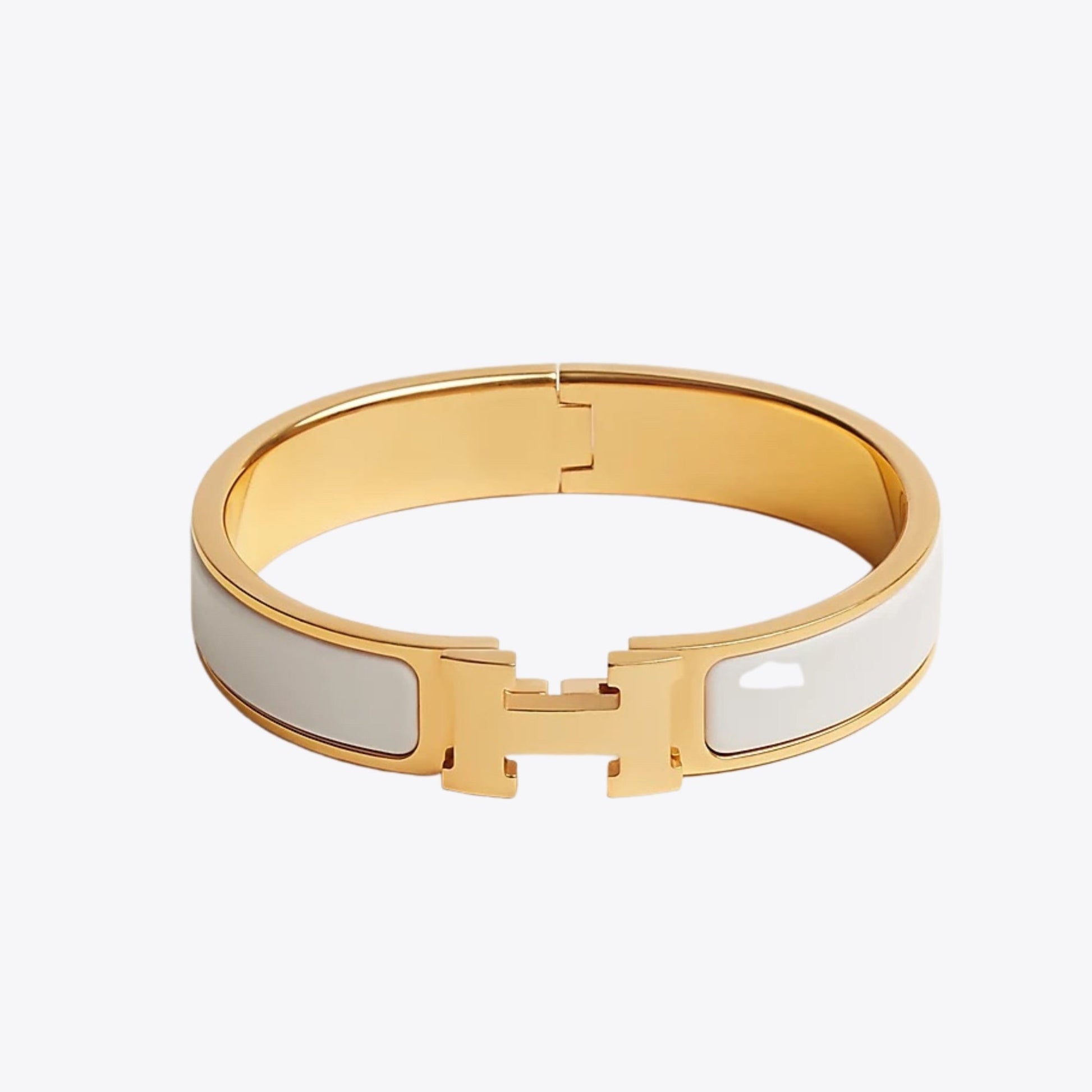 Hermès Clic H Bangle in Gold-Plated Enamel Finish - My Store
