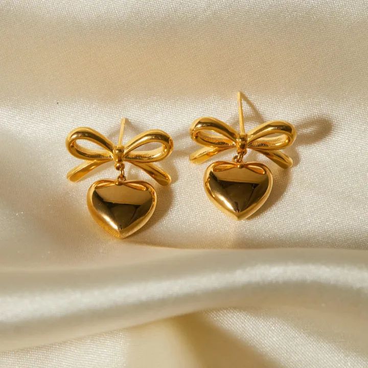 Heart Bow Earrings in Pakistan – Buy Cute Earrings Online for Girls