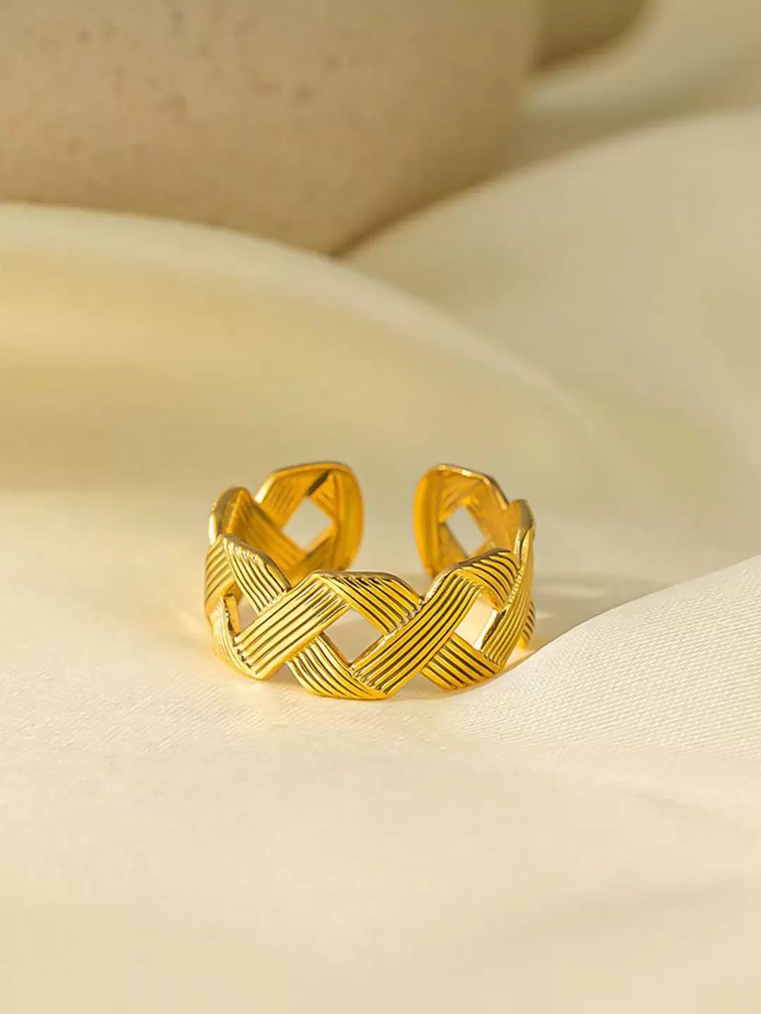 Golden Weave Adjustable Ring