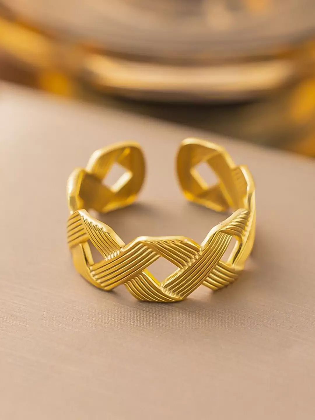 Golden Weave Adjustable Ring